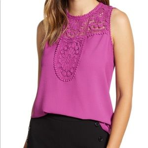 Halogen Lace & Crepe Top
